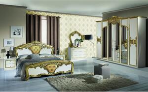 Set dormitor EVA, alb/auriu, pat 160x200 cm, dressing, 2 noptiere, com