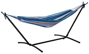 Outsunny Hamac cu Suport 310x117cm pentru Camping cu Înălțime Reglabilă și Geantă de Transport, Capacitate 120 kg, Dungi Albastre și Albe | Aosom Romania