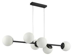 Lustra suspendata Bali, 6 x E27, putere 35W, protectie IP20, metal si sticla,100-240V, alb/negru