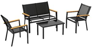 Outsunny Set Mobilier Exterior, Rezistent la Rugină, 4 Piese, Negru | Aosom Romania