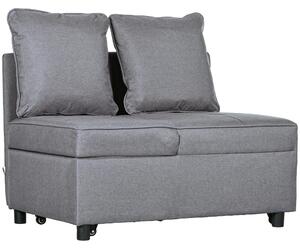 HOMCOM Fotoliu Pat 3 în 1 cu Spătar Reglabil în 5 Poziții și Perne, Canapea Pat, 98x69x65 cm, Gri Închis | Aosom Romania