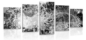 Tablou 5-piese artă abstractă alb-negru