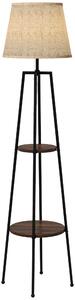 Lampa de Podea cu Rafturi, Inalta cu Abajur din Material Textil (Becul nu este Inclus), Nuc Maro si Maro Deschis, Φ42x166cm HOMCOM | Aosom RO