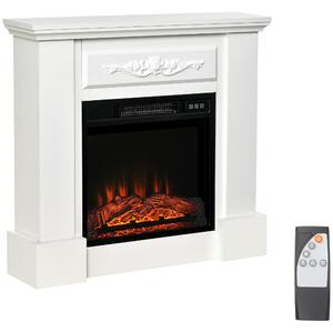 HOMCOM Șemineu Electric de Podea 1800W cu Efect de Flacără, Telecomandă și Timer | Aosom Romania