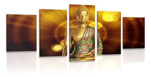 Tablou 5-piese statuie Buddha cu fundal abstract