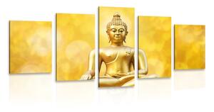 Tablou 5-piese statuie Budha de aur