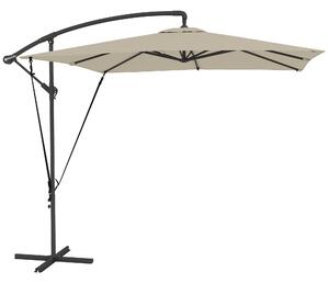 Outsunny Umbrelă de Grădină Suspendată 2.47x2.47 m, Umbrelă de Exterior cu Bază în Cruce, Corzi Antivânt, Bej | Aosom Romania