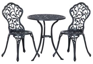 Outsunny 3pcs Patio Bistro Set Cast Aluminum Table Chair Outdoor Furniture Antique Black | Aosom Romania