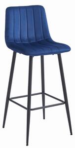 Scaun de bar POZZA VELVET cu picioare negre, albastru