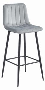 Scaun de bar POZZA VELVET cu picioare negre, gri deschis