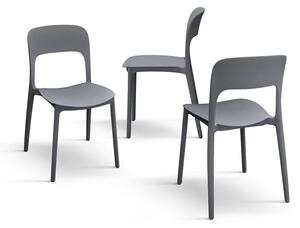 Set 4 scaune ROSINNA -POLIPROPILENA- HORECA - GRI - 4 BUCATI