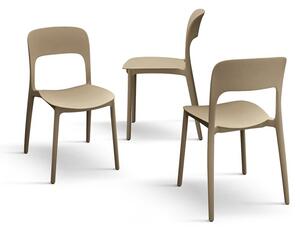 Set 4 scaune ROSINNA -POLIPROPILENA- HORECA - BEJ TAUPE - 4 BUCATI