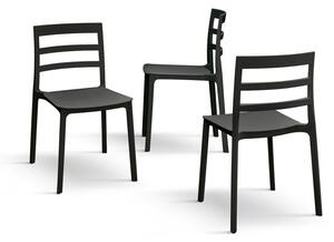 Set 4 scaune RIGATO -POLIPROPILENA- HORECA - NEGRU