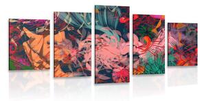 Tablou 5-piese flori abstracte