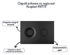 Set vas wc suspendat negru cu capac Fluminia Paris, rezervor si clapeta negru mat Alcaplast M1978