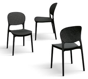 Set 4 scaune PERLA -POLIPROPILENA-HORECA - NEGRU