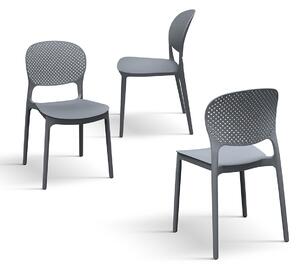 Set 4 scaune PERLA -POLIPROPILENA-HORECA - GRI