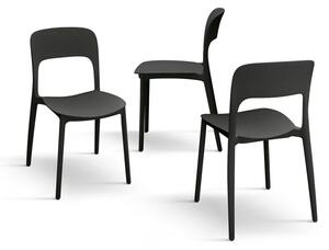 Set 4 scaune ROSINNA -POLIPROPILENA- HORECA - NEGRU - 4 BUCATI