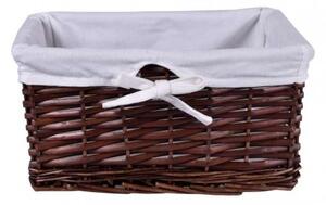 Cos din rachita pentru cosmetice sau alte accesorii, tesut manual, captuseala gri, 15x20x30 cm