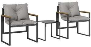 Outsunny Set Bistro pentru 2 Persoane, Set din 3 Piese pentru Grădină cu Cadrul din Metal și Perne Groase | Aosom Romania