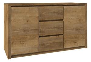 Comoda MONTANA K2DP, stejar lefkas inchis, PAL melaminat, 140x43x80 cm