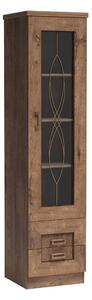 Vitrina TEDY tip T10, stejar lefkas, PAL melaminat/sticla, 46x44x191 c