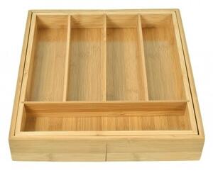Organizator tacamuri, 7 compartimente, latime 45 cm, lemn de bambus natural