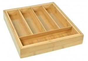 Organizator tacamuri, 7 compartimente, latime 45 cm, lemn de bambus natural