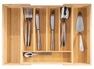 Organizator tacamuri, 7 compartimente, latime 45 cm, lemn de bambus natural