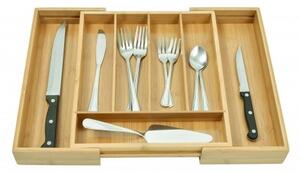 Organizator tacamuri, 7 compartimente, latime 45 cm, lemn de bambus natural