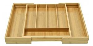 Organizator tacamuri, 7 compartimente, latime 45 cm, lemn de bambus natural
