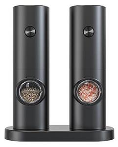 Set 2 rasnite pentru condimente, suport dedicat, indicator LED, grosime reglabila, maner antiderapant, negru