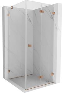 Mexen Lunar-F, duș din piele de oaie dreapta 100 x 100 cm, sticlă transparentă de 8 mm, profil cupru mat, 836-100-100-65-00-P