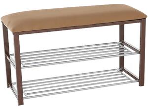 Pantofar LANGELLA, bej/crom, stofa clasica/metal, 81x31x49 cm