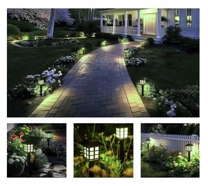 Lampa solara de gradina, set 6 bucati, inaltime 37 cm, 13000k, panou 2V 40mA, iluminare 10-12 h, 2 lm