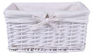 Cos din rachita, 30x20x15 cm, captuseala de in la interior, alb, pentru diverse obiecte si accesorii