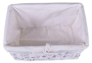 Cos din rachita, 30x20x15 cm, captuseala de in la interior, alb, pentru diverse obiecte si accesorii