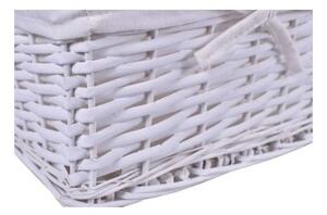 Cos din rachita, 30x20x15 cm, captuseala de in la interior, alb, pentru diverse obiecte si accesorii