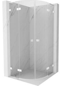 Mexen Lunar, cabină de duș semicirculară pliabilă L 80 x 80 cm, sticlă transparentă de 8 mm, profil alb, 833L-080L-080P-20-00