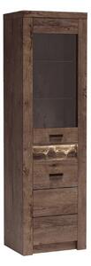 Vitrina INFINITY I-04, frasin inchis, PAL melaminat/sticla, 56x42x192