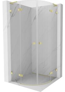 Mexen Lunar, cabină de duș semicirculară cu balamale L 90 x 90 cm, sticlă transparentă de 8 mm, profil auriu mat, 833L-090L-090P-55-00