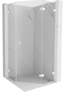 Mexen Lunar, cabină de duș pentagonală cu balamale dreapta L 80 x 80 cm, sticlă transparentă de 8 mm, profil alb, 831L-080P-080L-20-00-P