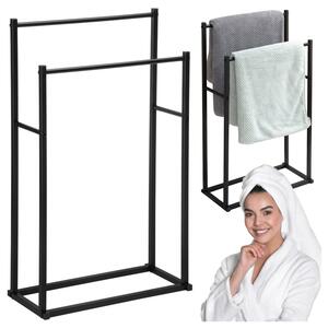 Suport metalic prosoape baie, doua brate, sarcina maxima 10 kg, negru mat