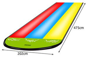 Tobogan cu pulverizare apa, 3 benzi alunecare, sarcina maxima 150 kg, 3 saltele gonflabile, 475 x 202 cm