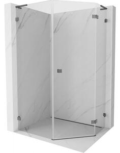 Mexen Lunar, L cabină de duș pentagonală cu balamale dreapta 80x100 cm transparent, profil grafit lustruit, 831L-080P-100L-66-00-P
