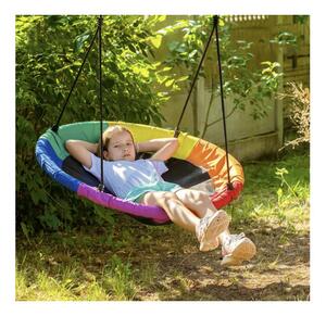 Leagan cuib pentru gradina, diametru 110 cm, maxim 150 kg, franghie reglabila, multicolor