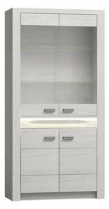 Vitrina INFINITY I-03, frasin alb, PAL melaminat/sticla, 96x42x192 cm