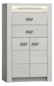 Comoda INFINITY I-06, frasin/alb, PAL melaminat, cu iluminare LED, 76x