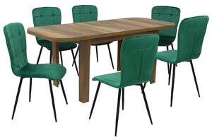 Set masă extensibilă Roma Nuc cu 6 Scaune Luca Verde