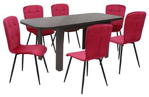 Set masă extensibilă Roma Wenge cu 6 Scaune Luca Roșu Fucsia